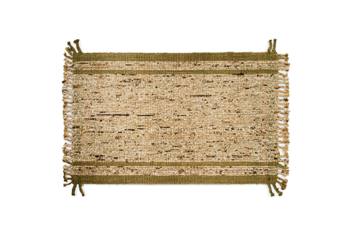 Kanta Jute & Textural Tweed Rug - Olive & Natural