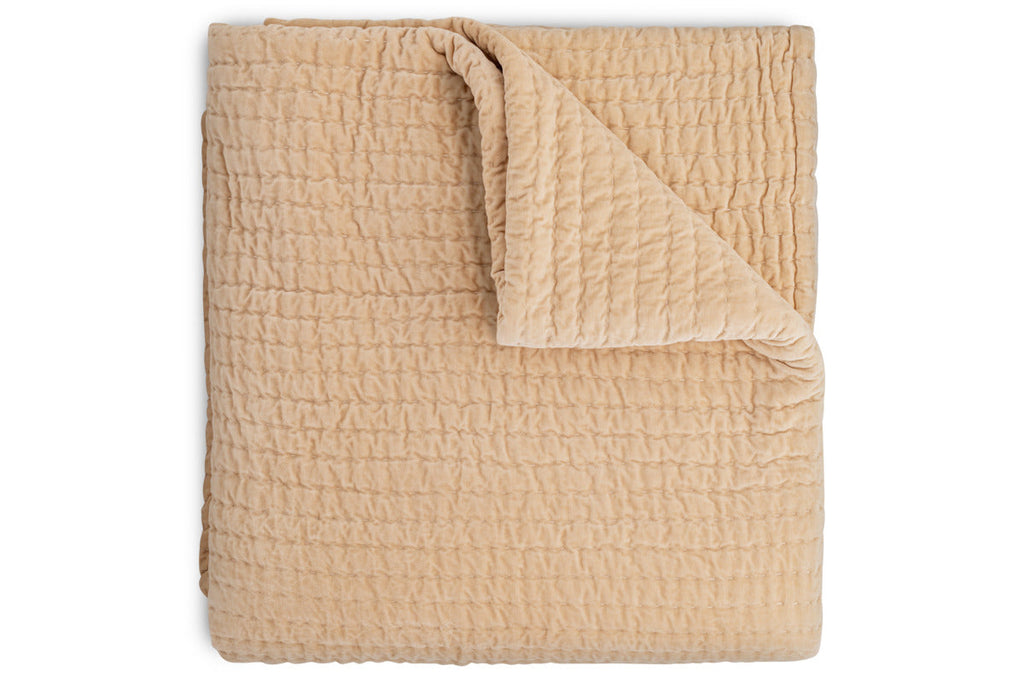 Nidra Velvet & Linen Bed Quilt - Natural