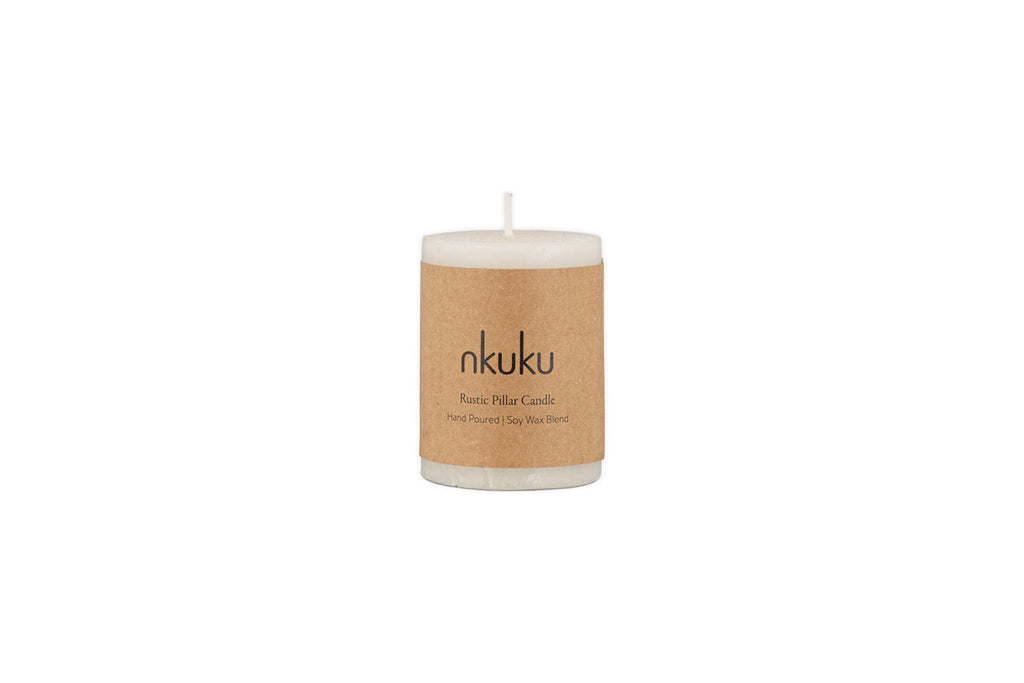 Rustic Soy Blend Mini Pillar Candle - White