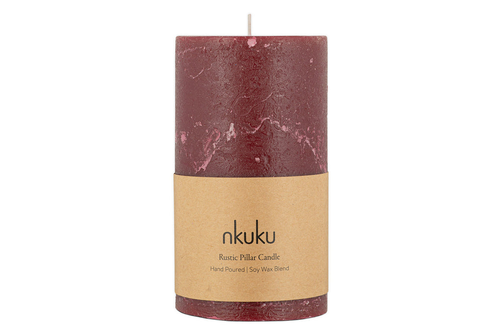 Rustic Soy Blend Pillar Candle - Dark Cherry - Large