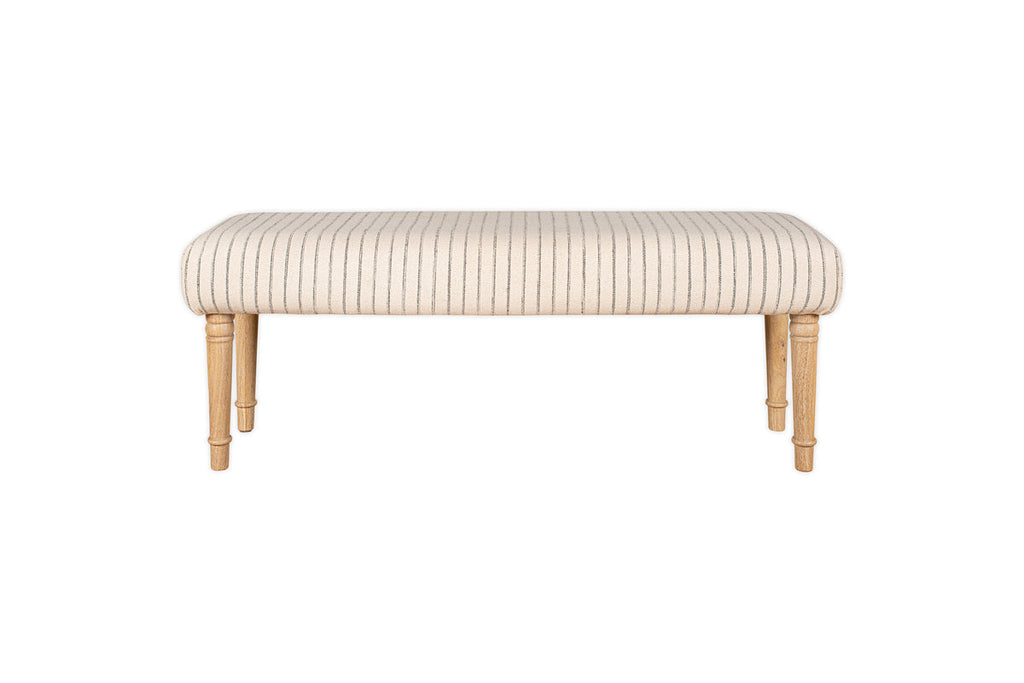 Sanja Stripe Upholstered Bench - Grey