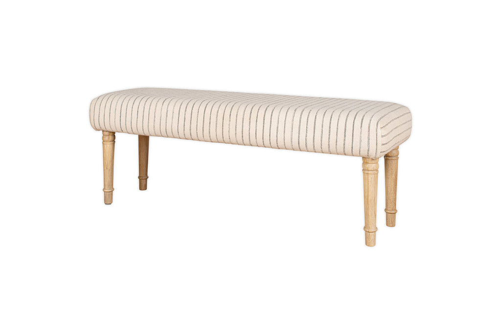 Sanja Stripe Upholstered Bench - Grey