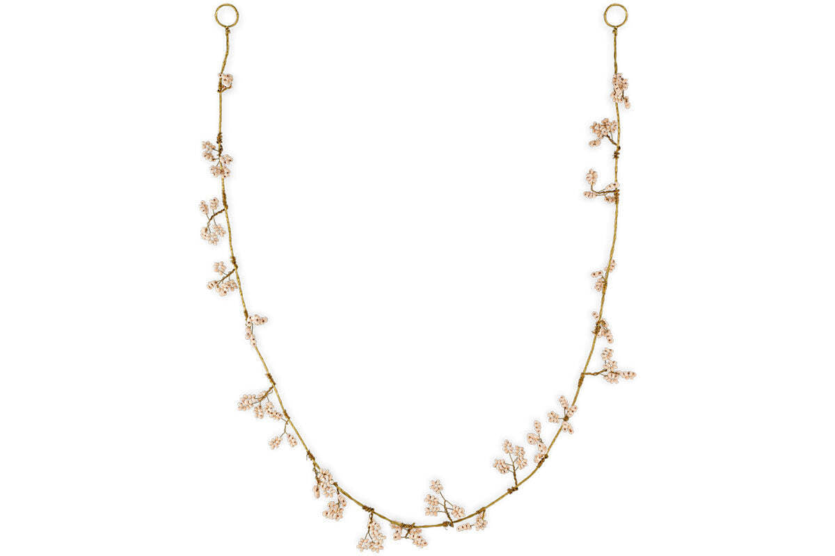 Tanu Mango Wood Beaded Garland - Brass & Natural