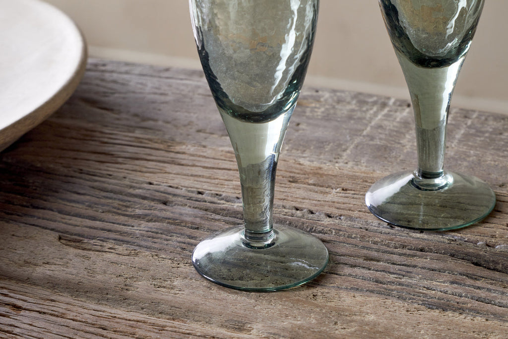 Yala Hammered Champagne Glass - Sage Green (Set of 4)