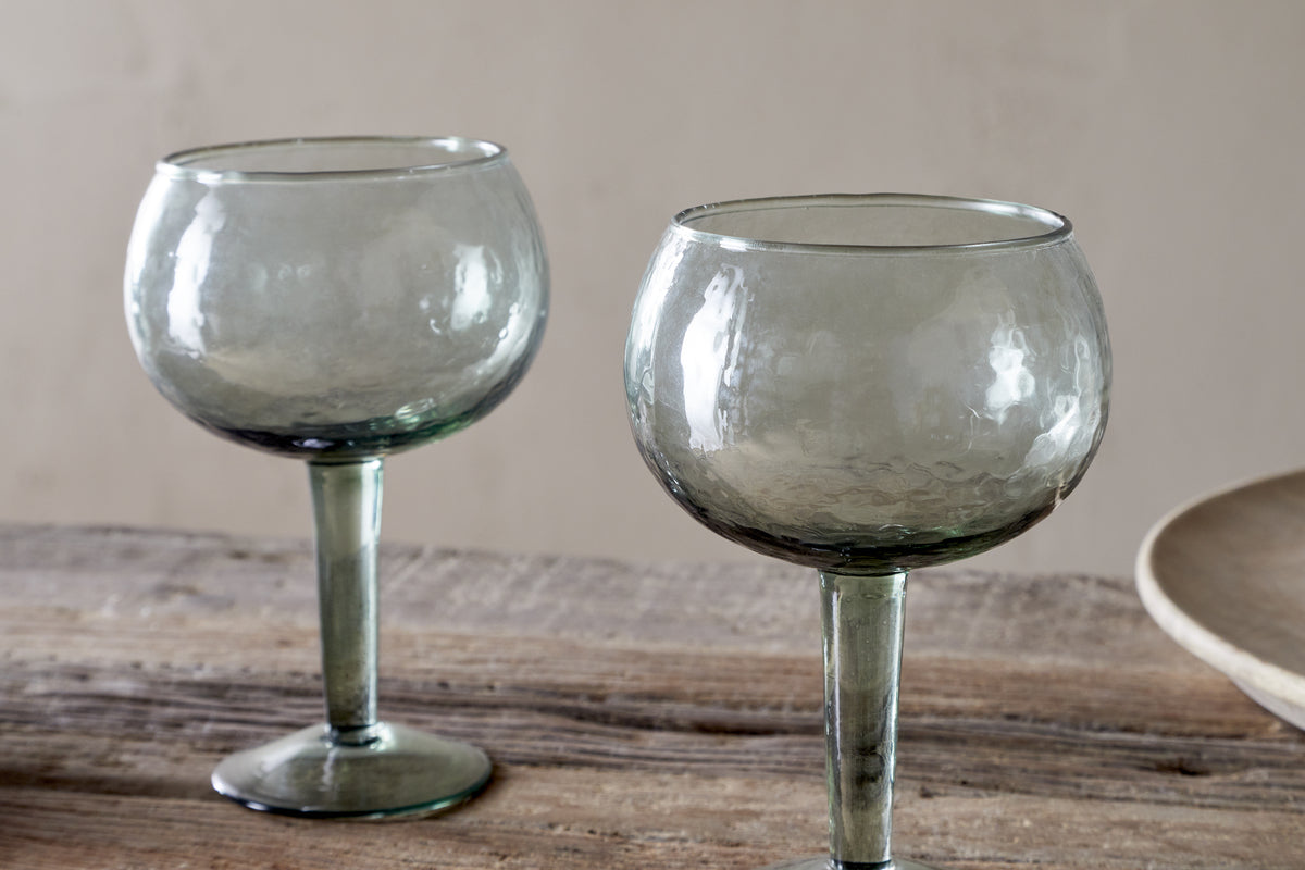 Yala Hammered Gin Glass - Sage Green (Set of 2)