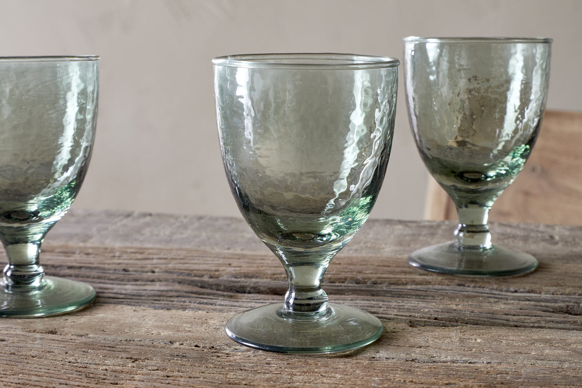 Yala Hammered Wine Glass - Sage Green (Set of 4)