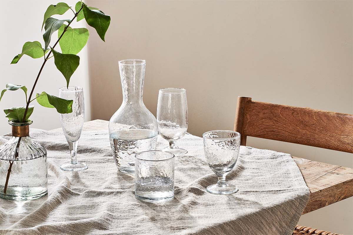 Yala Hammered Wine Glass - Clear Glass (Set of 4)