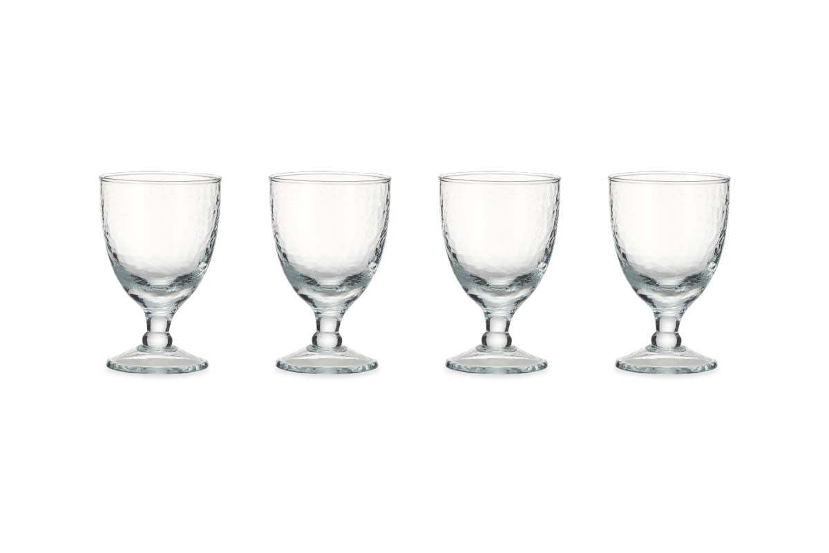 Yala Hammered Wine Glass - Clear Glass (Set of 4)