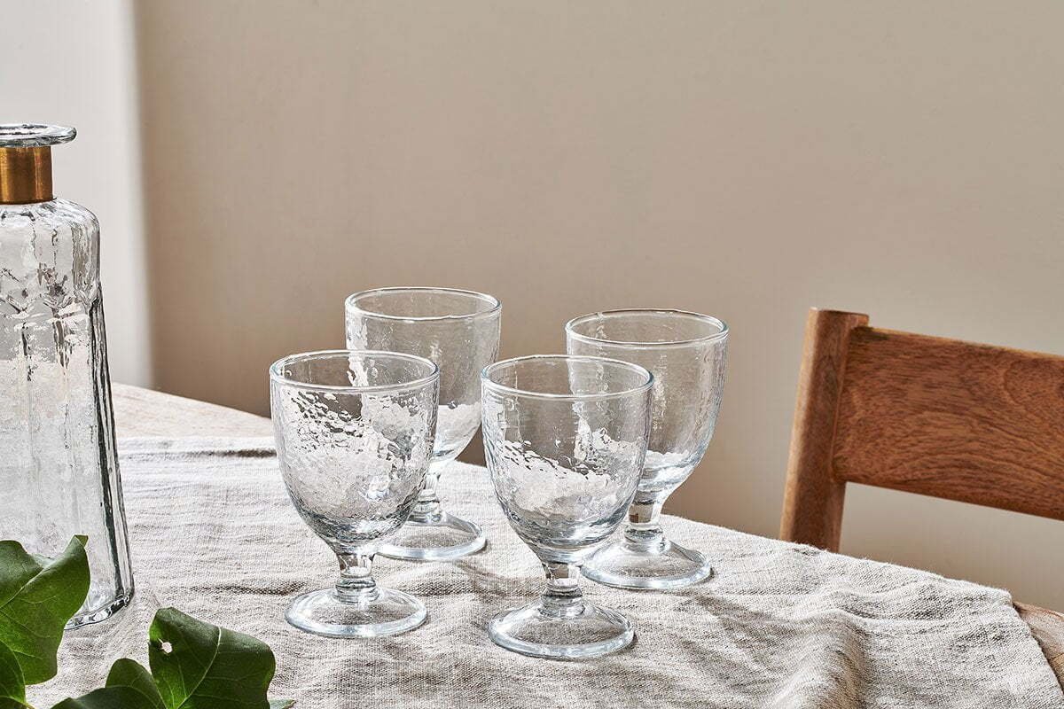 Yala Hammered Wine Glass - Clear Glass (Set of 4)