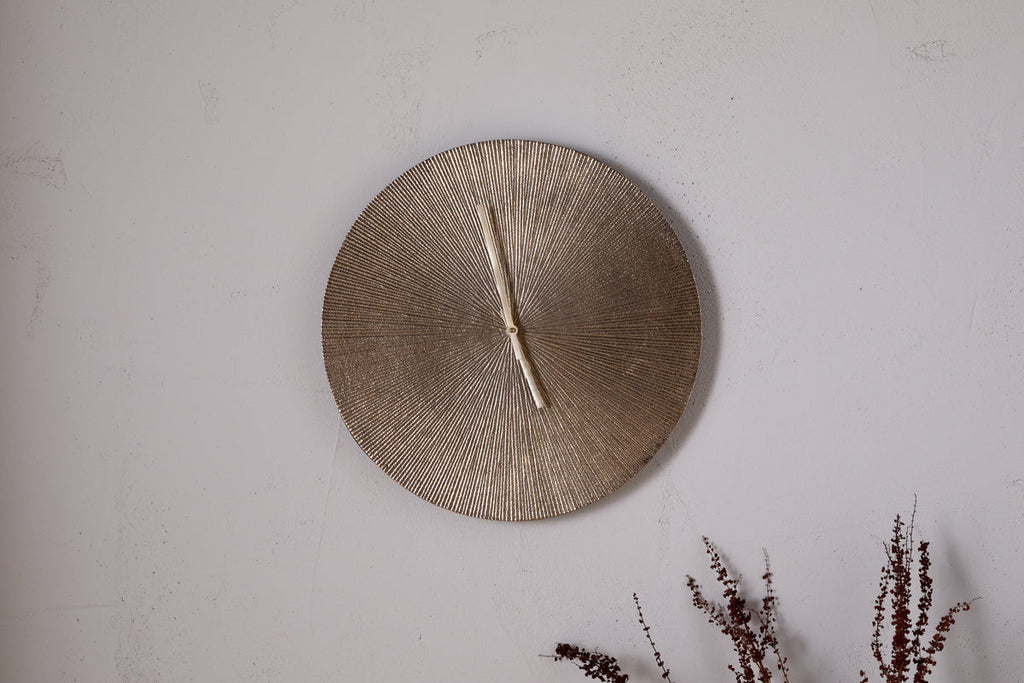 Zuwena Etched Wall Clock - Antique Brass