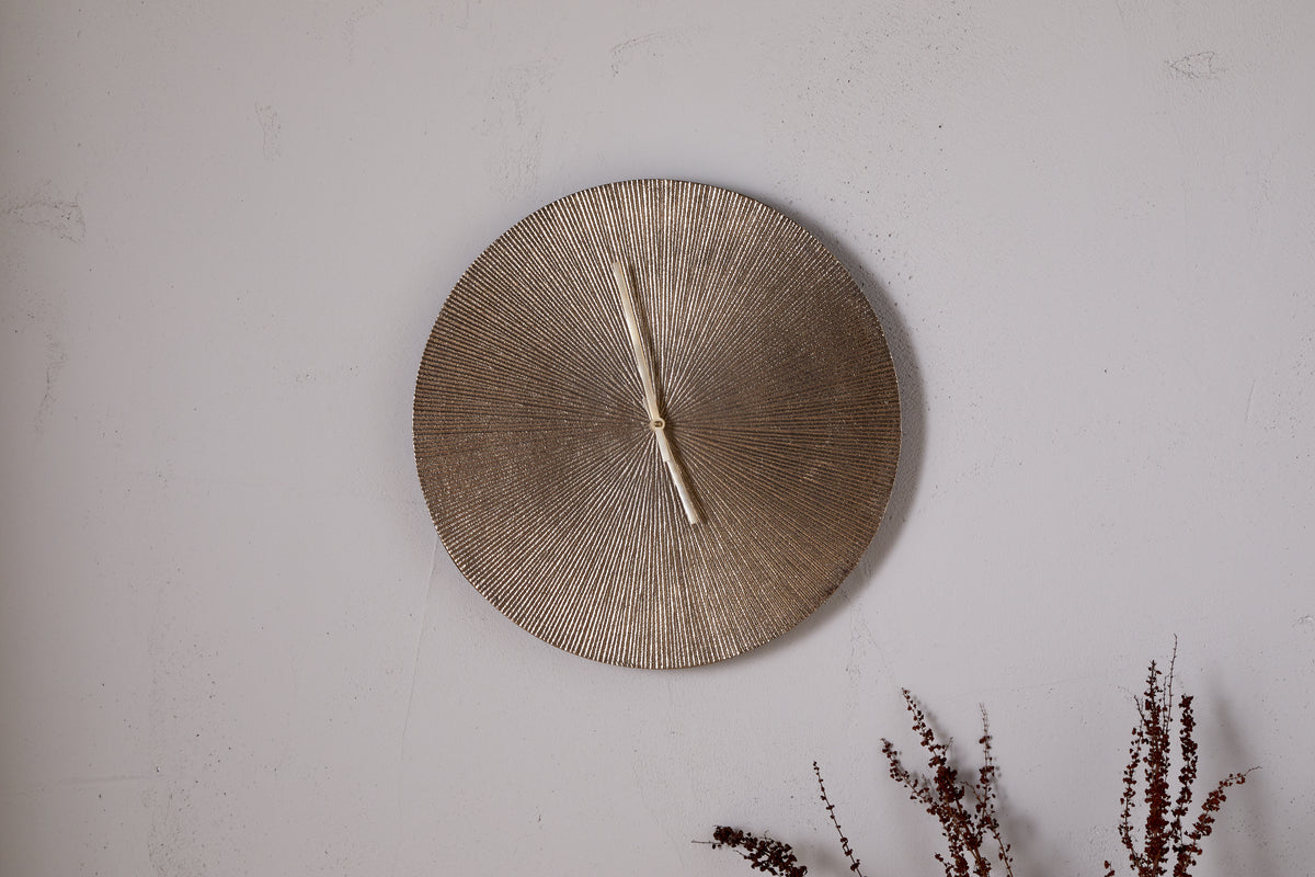 Zuwena Etched Wall Clock - Antique Brass