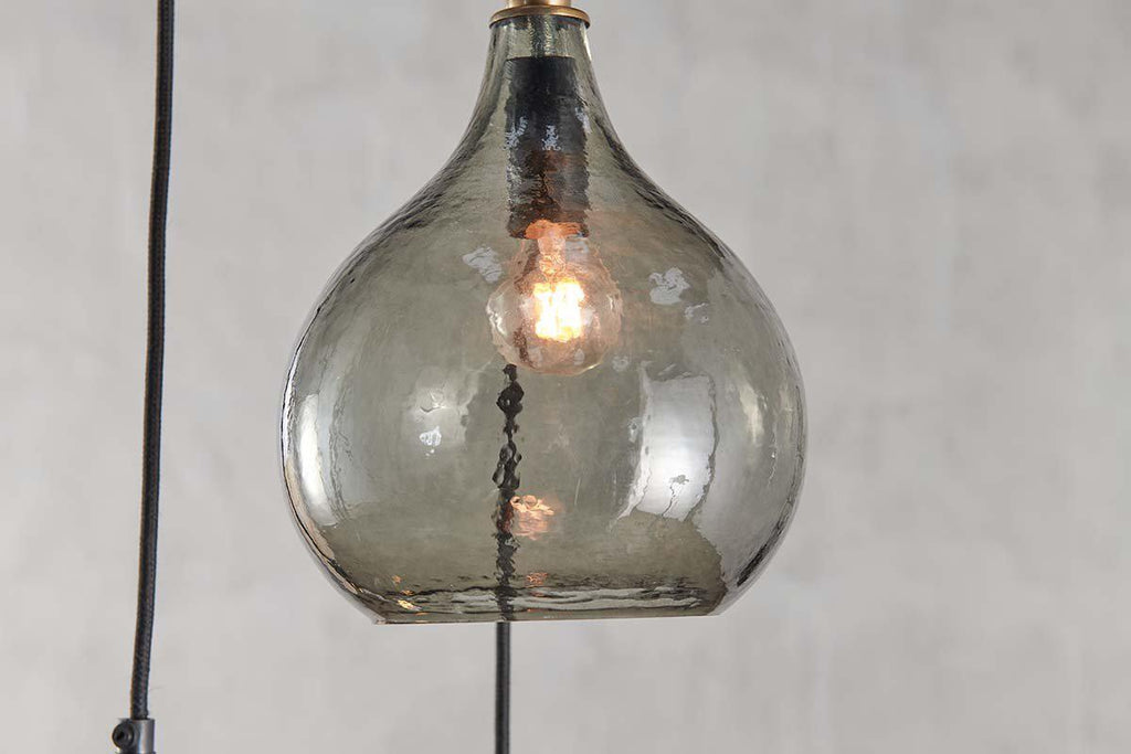 Ziva Recycled Glass Cluster Pendant - Green Smoke