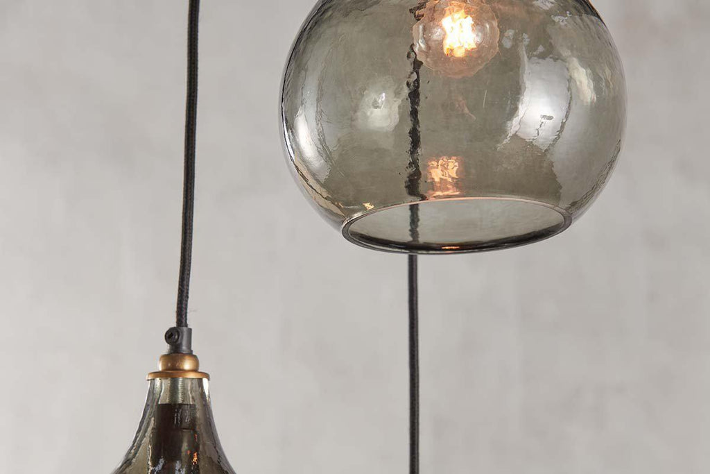 Ziva Recycled Glass Cluster Pendant - Green Smoke