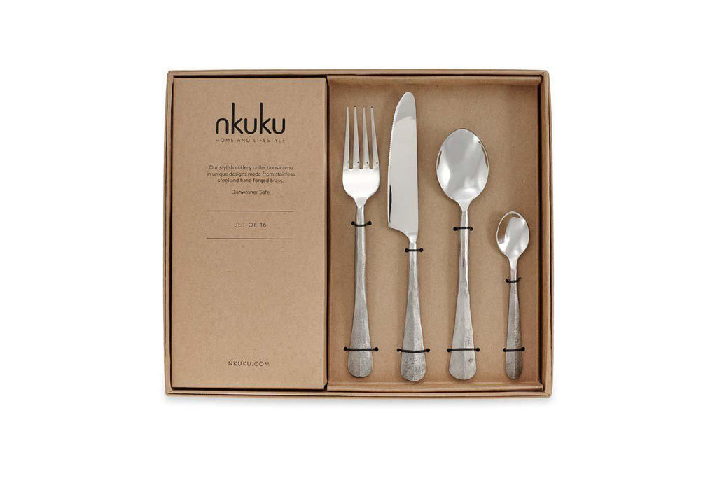 Osko Cutlery Set - Brushed Silver (Set of 16)